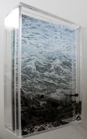 side view of, 'Heading Out', 5x7" acrylic on multiple acrylic panels ©Jess Hurley Scott, acrylic painting, landscape painting, contemporary landscape, seascape painting