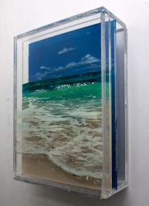 "Lucaya, #2", 5"x7"x2", acrylic on multiple layers of acrylic, ©Jess Hurley Scott, painting, landscape painting, contemporary art,