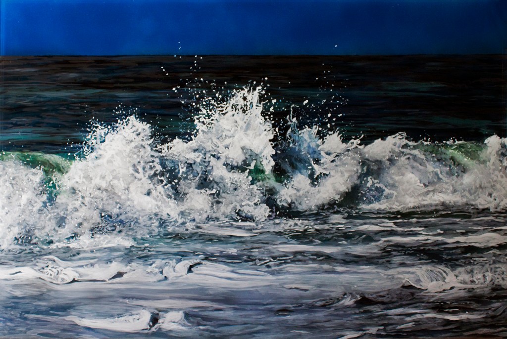 "Morning Break", 20"x30"x2", acrylic on multiple layers of acrylic, 2015 © Jess Hurley Scott, contemporary painting, seascape, fine art