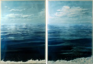 Off Tuckernuck Bank, #1, #2 (diptych) 17x24" each, acrylic on multilayered acrylic panels © Jess Hurley Scott, nantucket, art, painting, contemporary art