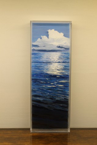 "Slack Tide, Bahamas" 5x7" acrylic on multiple acrylic panels © Jess Hurley Scott, contemporary landscape, ocean, sea, art, painting