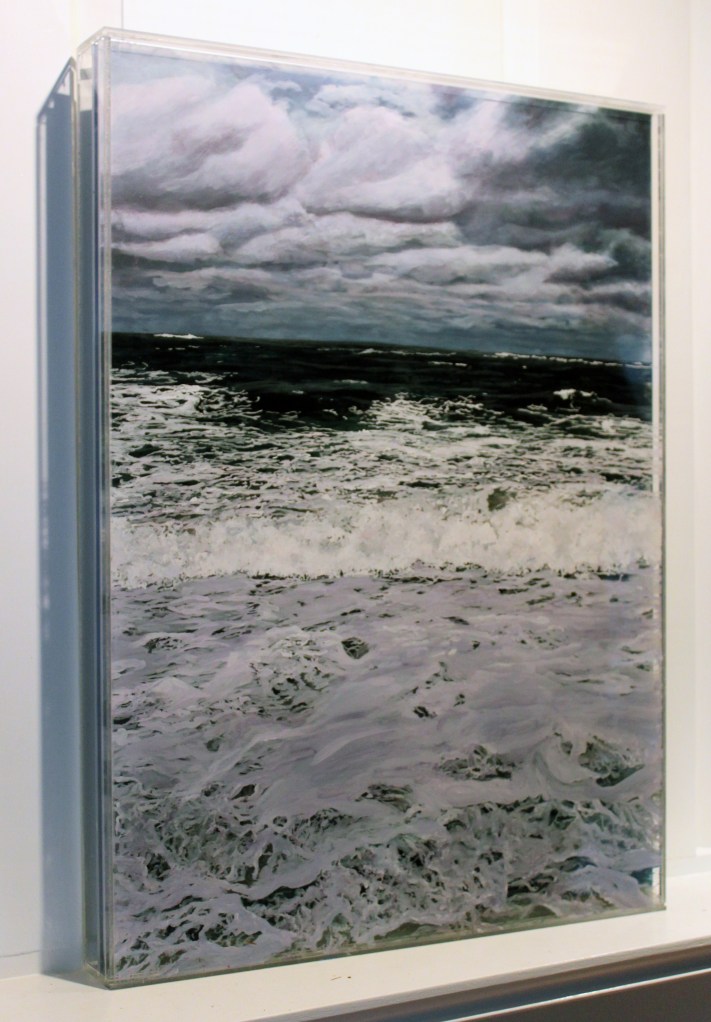 "Rip Tide" side view, © Jess Hurley Scott, 18 x 24" ,  seascape, mixed media painting, contemporary landscape painter