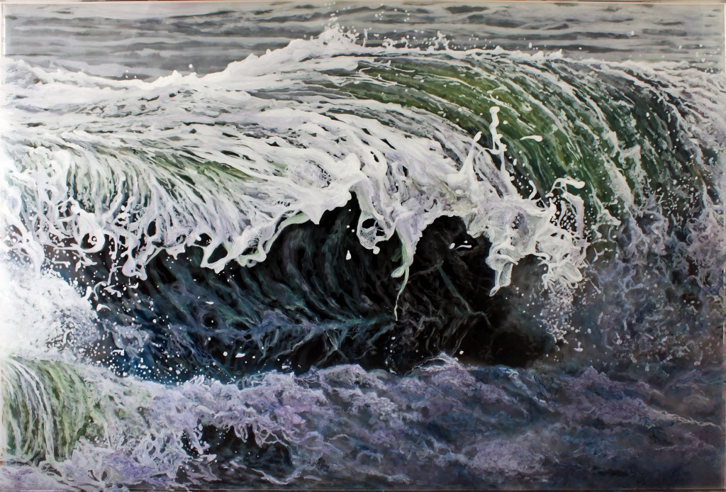 "Caught Inside", 29x44" acrylic on multilayered acrylic panels. © Jess Hurley Scott, art, painting, ocean, waves, landscape, contemporary art
