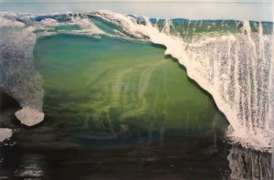 "Barrel", 2016, acrylic on multilayered acrylic panel, 29" x 44" x 2" ©Jess Hurley Scott, painting, waves, contemporary art, artist